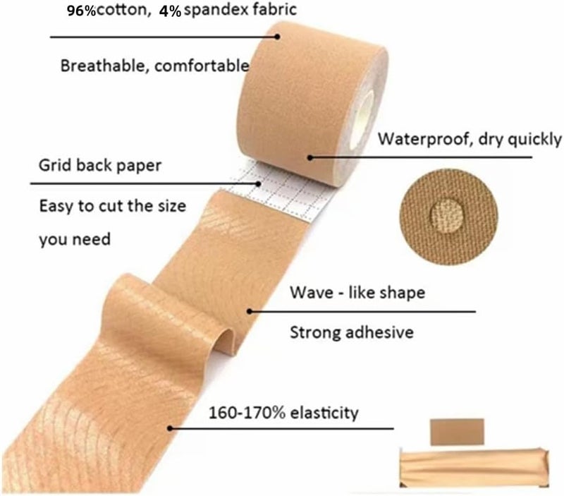 MakEast 2 Rolls Trans Tape for Transitioning Chest Binding Tape Latex Free FTM Chest Binder with Nipple Covers 2 in X 16.5 ft - Image 2